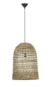 PARANA LE42952 Nowoczesna lampa wisząca z plecionym abażurem w kształcie dzwonu z hiacyntu wodnego