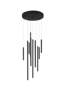 TORREON LE43238 Czarna wisząca lampa LED dziesięć cylindrycznych kloszy nowoczesny design