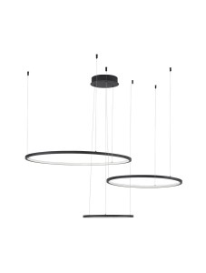 ABAJO LE43296 Trójelementowa lampa wisząca LED o owalnych kloszach aluminiowo-akrylowych Ściemnialna