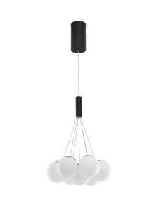 ABALA LE43309 Czarna lampa wisząca LED z siedmioma kloszami kulistymi  o nowoczesnym designie