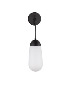 BADEN LE43372 Nowoczesna lampa ścienna o opływowym kształcie czarna z mlecznym szkłem