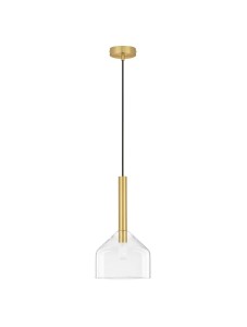 BAJOS LE43391 Nowoczesna lampa wisząca złota z cylindrycznym kloszem ze szkła