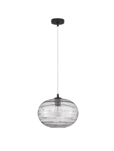 BAMBU LE43420 Nowoczesna lampa wisząca o kulistym kloszu z fakturą szkła Elegancka lampa czarna