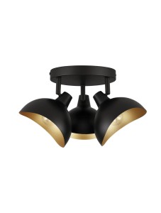 BANAC LE43424 Trójramienna lampa sufitowa nowoczesna Czarna z półokrągłymi kloszami
