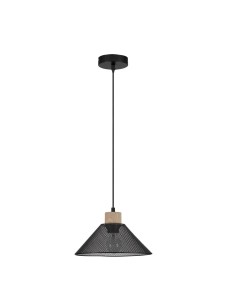 BAPUZ LE43428 Nowoczesna lampa wisząca stożkowa czarna z metalową siatką