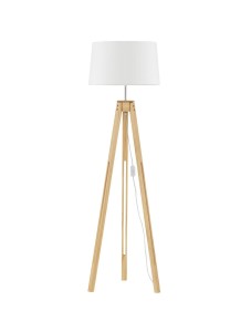ABOCHO LE43445 Lampa podłogowa drewniana o trójnogim stelażu i cylindrycznym kloszu Elegancka lampa