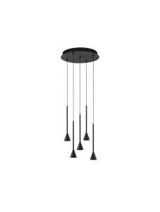 SITGES LE43498 Czarna wisząca lampa LED z pięcioma cylindrycznymi kloszami Elegancki design