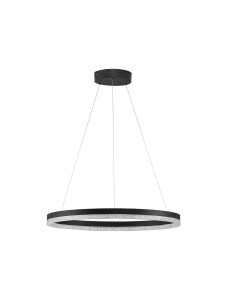 ACACIO LE43560 Czarna wisząca lampa LED o okrągłym kształcie z efektownym detalem
