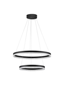 ACACIO LE43561 Czarna lampa wisząca LED o podwójnym pierścieniowym kształcie z efektownym oświetleniem