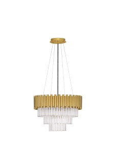ACATEN LE43566 Nowoczesna lampa wisząca Złota z kryształowymi cylindrami Elegancki design