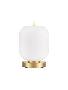 PILAR LE43655 Lampa stołowa złota z mlecznym kloszem o zaokrąglonym kształcie