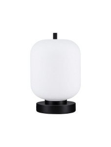 PILAR LE43659 Lampa stołowa Czarna z mlecznym kloszem o cylindrycznym kształcie