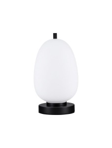 PILAR LE43660 Lampa stołowa Czarna z owalnym kloszem z mlecznego szkła