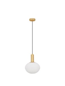 BALAJU LE43678 Nowoczesna lampa wisząca złota z mlecznym kloszem o żebrowanej strukturze