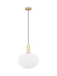 BALAJU LE43679 Nowoczesna lampa wisząca złota z mlecznym kloszem o falistym wzorze