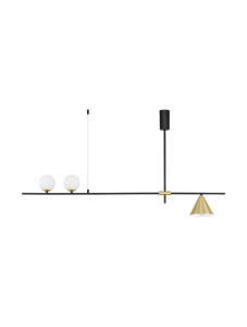 BALBOA LE43686 Nowoczesna lampa wisząca Trzy źródła światła Czarno-złota stylistyka Kuliste i stożkowe klosze