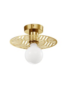 BAMEPA LE43701 Nowoczesna lampa sufitowa złota z okrągłym kloszem i geometrycznym wzorem