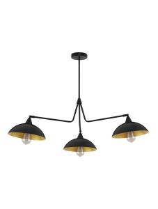 BAMORE LE43709 Trójramienna lampa wisząca nowoczesna o złotym wnętrzu kloszy