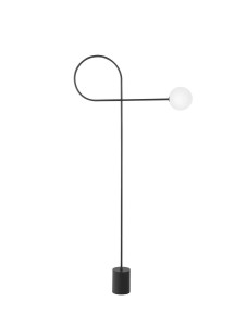 BANZHA LE43727 Czarna podłogowa lampa o minimalistycznym pętelkowym kształcie z kloszem w kształcie kuli