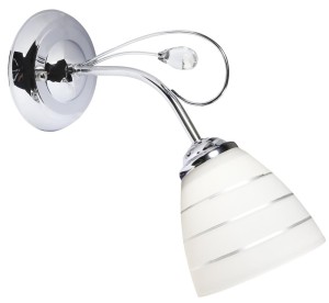 SIMPLI LAMPA KINKIET 1*40W E27 CHROM  Z KRYSZTAŁKIEM+KLOSZ Z PASKIEM