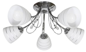 SIMPLI LAMPA WISZĄCA 5*40W E27  CHROM  Z KRYSZTAŁKIEM+KLOSZ Z PASKIEM
