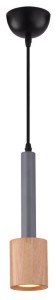 TANTAL LAMPA WISZĄCA 7,5CM 1X50W GU10 SZARY + DREWNO