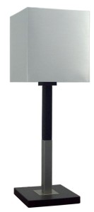 FAVORITA LAMPA GABINETOWA DUŻA 1X60W E27 DREWNO Z ABAŻUREM SREBRNYM 23X23H25