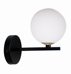 Kama lampa kinkiet czarny+złoty 1x28 g9 klosz biały