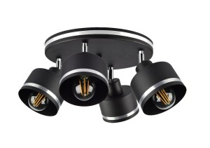Wama lampa sufitowa czarny 4x40w e27 klosz czarny+srebrny