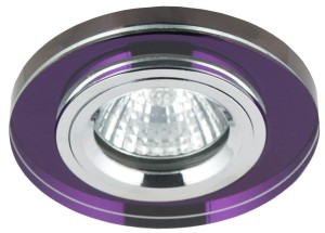 SS-15 CH/PU MR16 CHROM oczko sufitowe  lampa sufitowa  STAŁA OKRĄGŁA SZKŁO FIOLETOWE