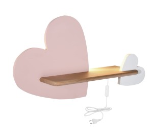 HEART LAMPA KINKIET 5W LED IQ KIDS Z PRZEWODEM Z WŁ. I WTYCZKĄ RÓŻOWY+BIAŁY
