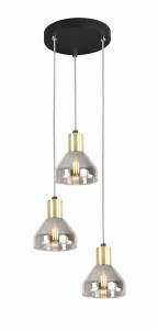 LAMPA WISZĄCA GREGORY TALERZ CZARNY BRĄZ 3X40W E14 KLOSZ DYMIONY