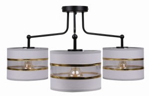 Andy lampa wisząca czarny 3x40w e27 abażur szary+złoty