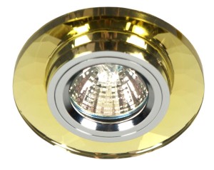 SS-11 CH/G MR16 CHROM OPR. STROP. STAŁA OKRĄGŁA SZKŁO ZŁOTE