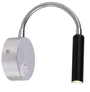 DINO KINKIET 3W LED CHROM/ALUMINIUM KLOSZ WALCOWY CZARNY