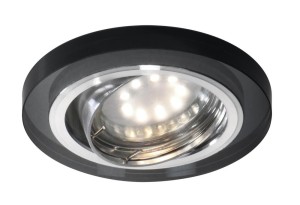 SSU-15 CH/BK MR16 CHROM oczko sufitowe  lampa sufitowa. STROP. UCHYL. OKRĄGŁA SZKŁO CZARNE