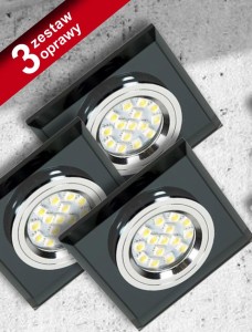 ZESTAW TRZECH OPRAW SS-13 CH/BK CZARNE 3X50W GU10 BEZ ŻARÓWKI