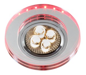 OPRAWA STROPOWA SS-23 CH/TR+RED/PK GU10 50W+LED SMD 230V CZERWONORÓŻOWY 2,1W CHR