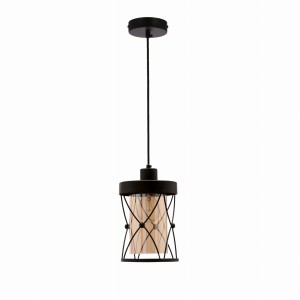 AGAR LAMPA WISZĄCA CZARNY 1X60W E27 KLOSZ BURSZTYNOWY