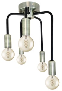 Saga lampa sufitowa patyna+matowy czarny 5x40w e14
