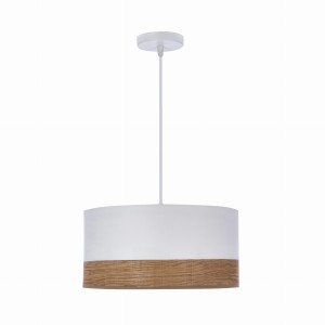 Bianco lampa wisząca biały 1x40w e27 abażur biały+orzechowy