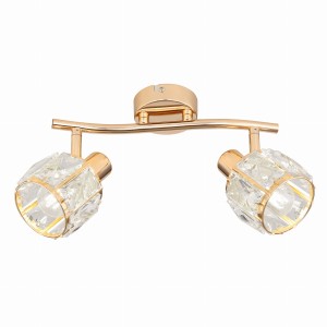 Dubai lampa sufitowa listwa różowy złoty 2x40W E14 klosz złoty z kryszt transp