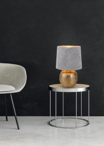 SOPHIA R50821011 lampa nocna złota abażur szary aksamit 1xE14