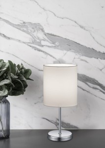 JERRY R50491001 lampa stołowa chrom abażur biały 1xE14
