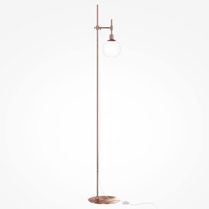 ERICH lampa stojąca miedziana z białym kloszem fi 15cm 1xE14