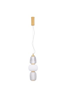 ARROYOS LE44495 Lampa wisząca LED Trzyczęściowa złota lampa o nieregularnym kształcie z mlecznym i przezroczystym szkłem