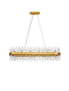 CHOLULA LE44724 Lampa wisząca LED prostokątna złota z kryształami 28 źródeł światła