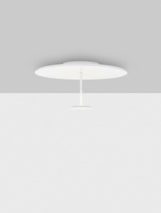 COLCHANI LE44666 Lampa sufitowa LED o dyskretnym designie z okrągłym kloszem i centralnie umieszczonym źródłem światła.  Elegancka lampa z ratanu i stali.