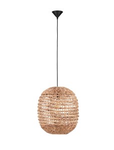 GUARDIA LE44578 Nowoczesna lampa wisząca z plecionym abażurem o owalnym kształcie z naturalnego hiacyntu wodnego