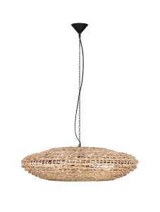 GUARDIA LE44579 Nowoczesna lampa wisząca z plecionym abażurem o owalnym kształcie z naturalnego hiacyntu wodnego